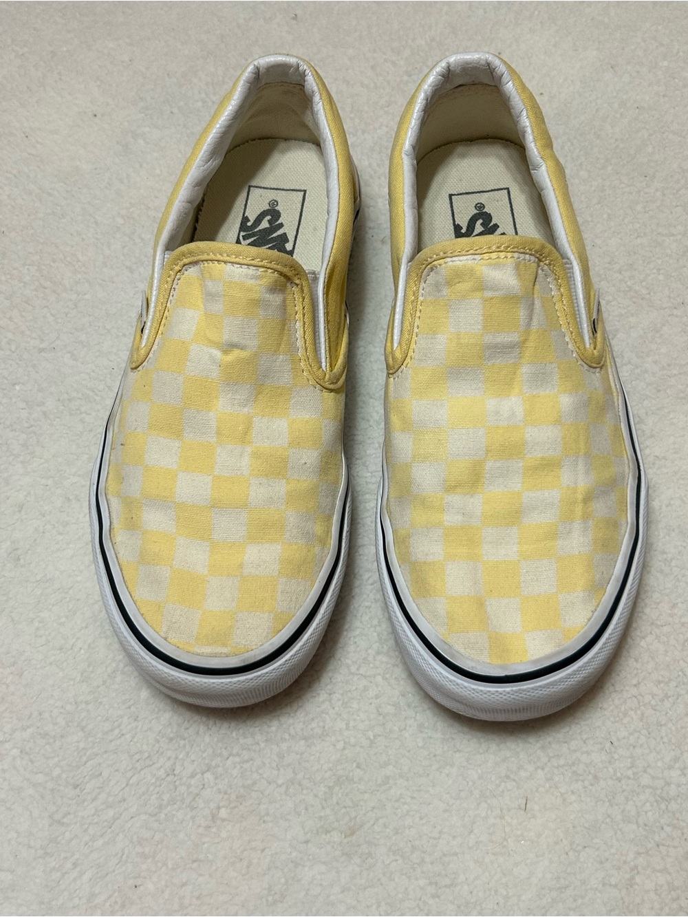Vans Yellow Checkered Slip On Shoes
